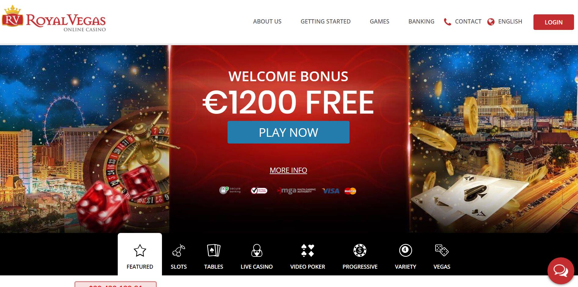 Royal Vegas interface